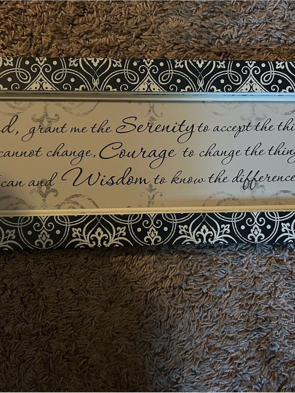 Inspirational Serenity Wall Plaque - Black & Cream